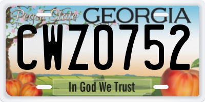 GA license plate CWZ0752