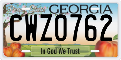 GA license plate CWZ0762