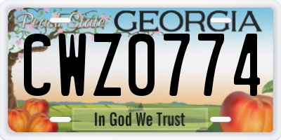 GA license plate CWZ0774