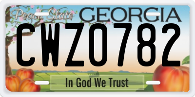 GA license plate CWZ0782