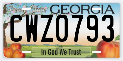 GA license plate CWZ0793