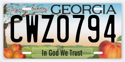 GA license plate CWZ0794