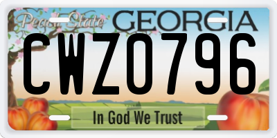 GA license plate CWZ0796