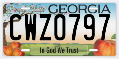 GA license plate CWZ0797
