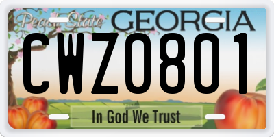 GA license plate CWZ0801