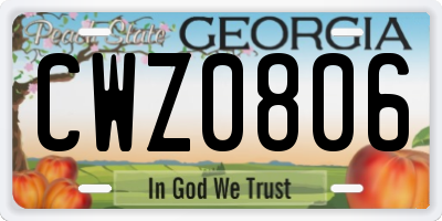 GA license plate CWZ0806