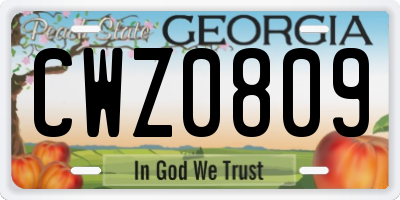 GA license plate CWZ0809
