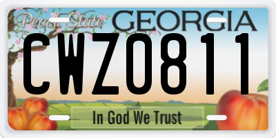 GA license plate CWZ0811