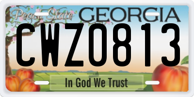 GA license plate CWZ0813