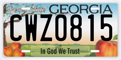 GA license plate CWZ0815