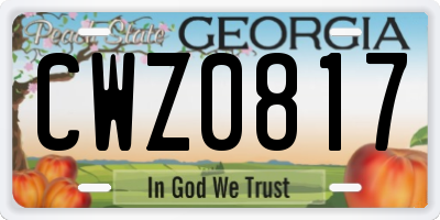 GA license plate CWZ0817