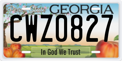 GA license plate CWZ0827
