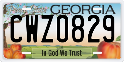 GA license plate CWZ0829