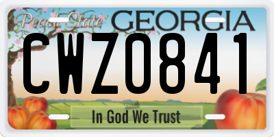 GA license plate CWZ0841