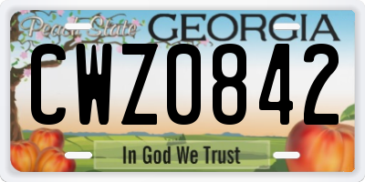 GA license plate CWZ0842