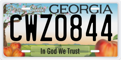 GA license plate CWZ0844