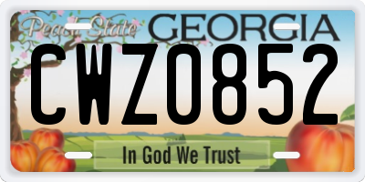 GA license plate CWZ0852