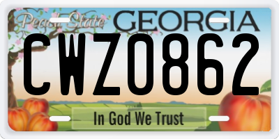 GA license plate CWZ0862