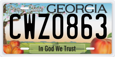 GA license plate CWZ0863