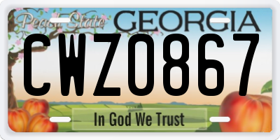 GA license plate CWZ0867