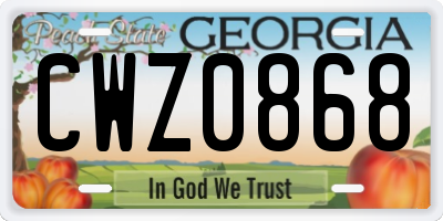 GA license plate CWZ0868
