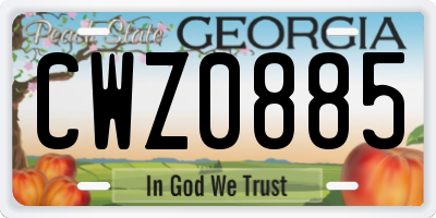 GA license plate CWZ0885
