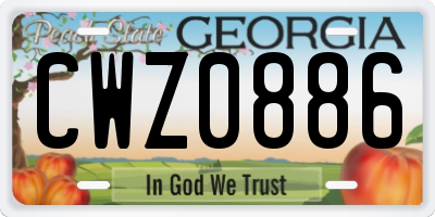 GA license plate CWZ0886