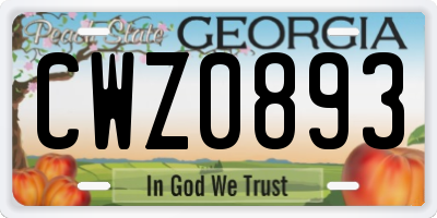 GA license plate CWZ0893
