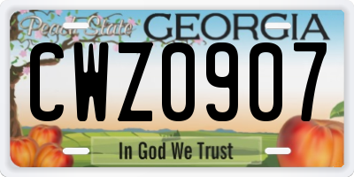 GA license plate CWZ0907