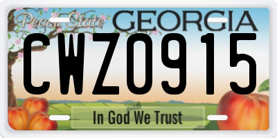 GA license plate CWZ0915