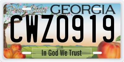 GA license plate CWZ0919