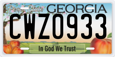 GA license plate CWZ0933