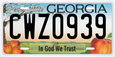 GA license plate CWZ0939