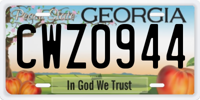 GA license plate CWZ0944