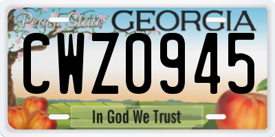 GA license plate CWZ0945