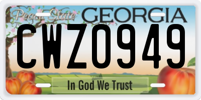 GA license plate CWZ0949