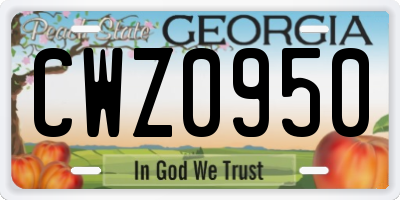 GA license plate CWZ0950