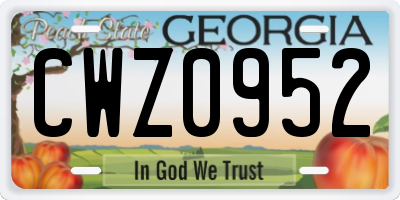 GA license plate CWZ0952