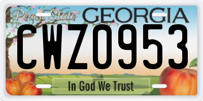 GA license plate CWZ0953