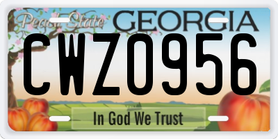 GA license plate CWZ0956