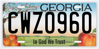 GA license plate CWZ0960