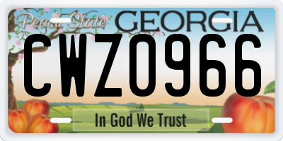 GA license plate CWZ0966