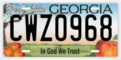 GA license plate CWZ0968