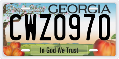 GA license plate CWZ0970