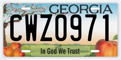 GA license plate CWZ0971