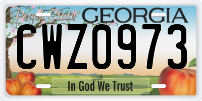 GA license plate CWZ0973