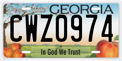 GA license plate CWZ0974