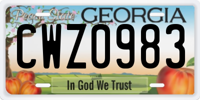GA license plate CWZ0983