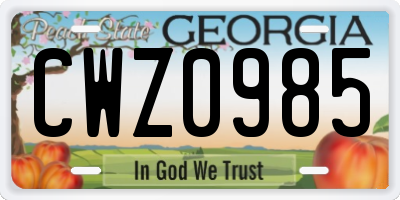 GA license plate CWZ0985