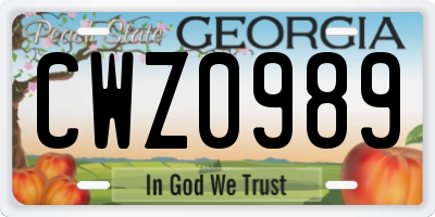 GA license plate CWZ0989